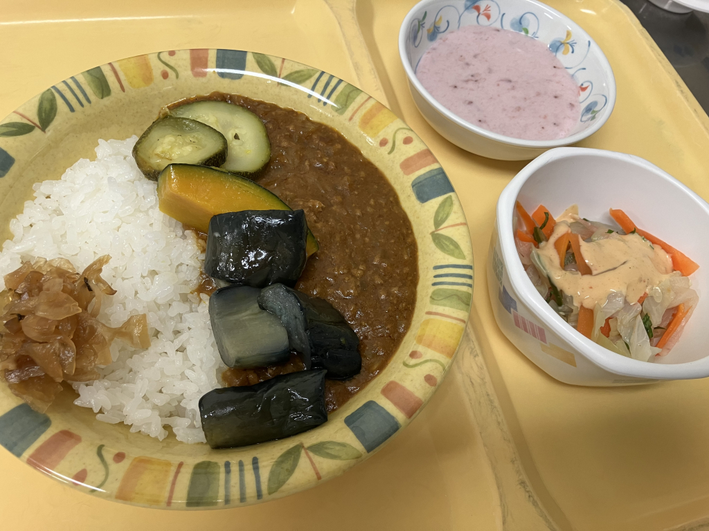 🍆夏野菜カレーと夏野菜のサラダ