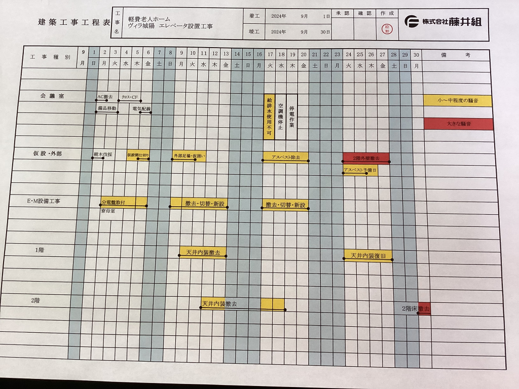 エレベーター設置工事の説明会